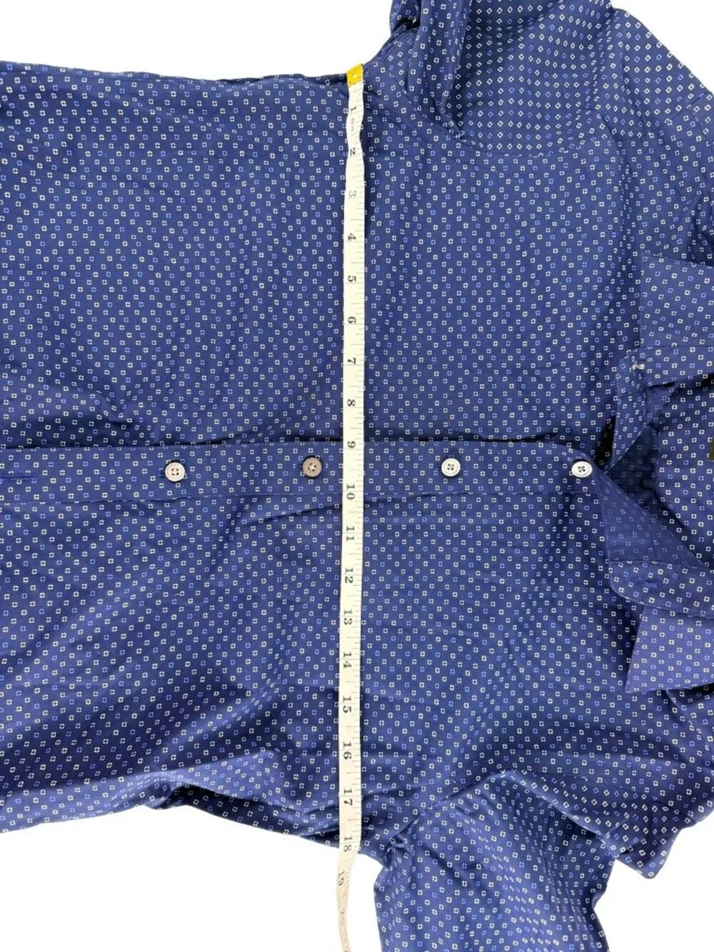 Banana Republic Men's S Untucked Fit Non-Iron Blue Geometric Button Down Shirt